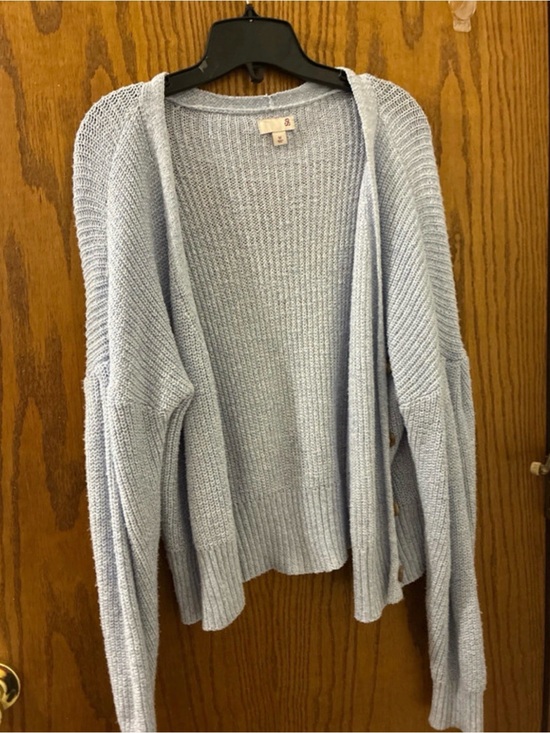 SO Sweaters - SO Pale Blue Open-Front Knit Cardigan
